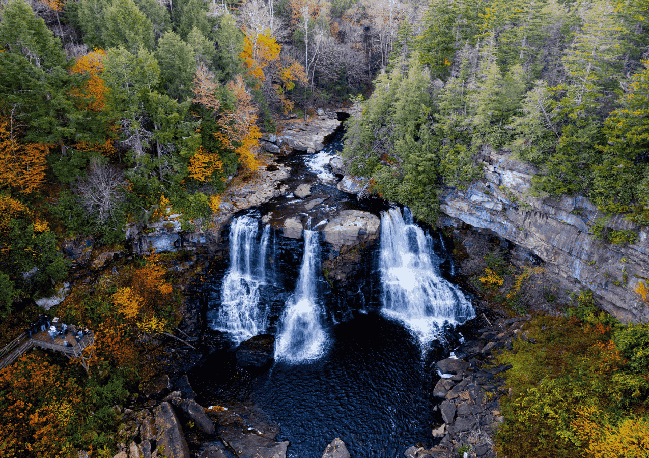 arial view of delaware water fall