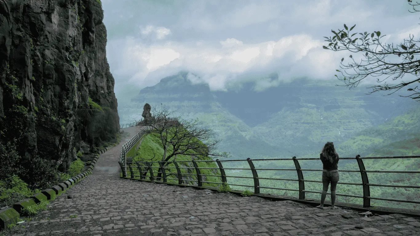 female enjoying the view during visit in lonavla Lonavla